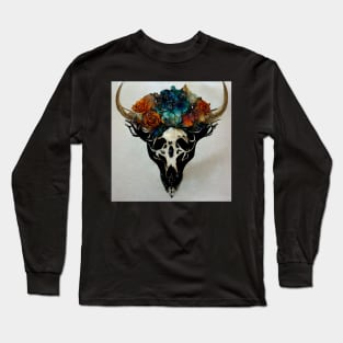 Succulent Flower Crown Desert Skull Long Sleeve T-Shirt